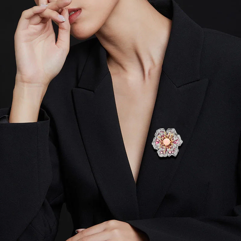 Peony Flower Brooch Pin Elegant Queen Style Outfit Accessory Fashion Brooch for Women Wholesale Fancy Jewellery for Ladies Men view 3