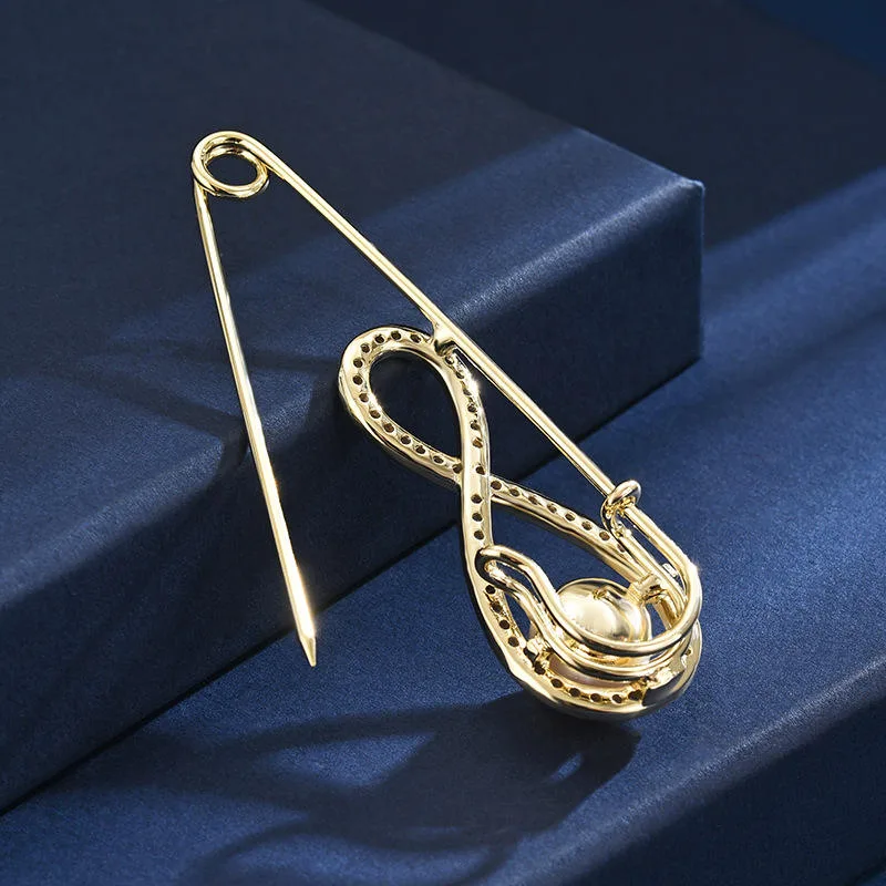 Freshwater Pearl Large Brooch for Women Men High-End Cardigan Clasp Shawl Pin Fixed Button Brooch for Parry Wedding view 2