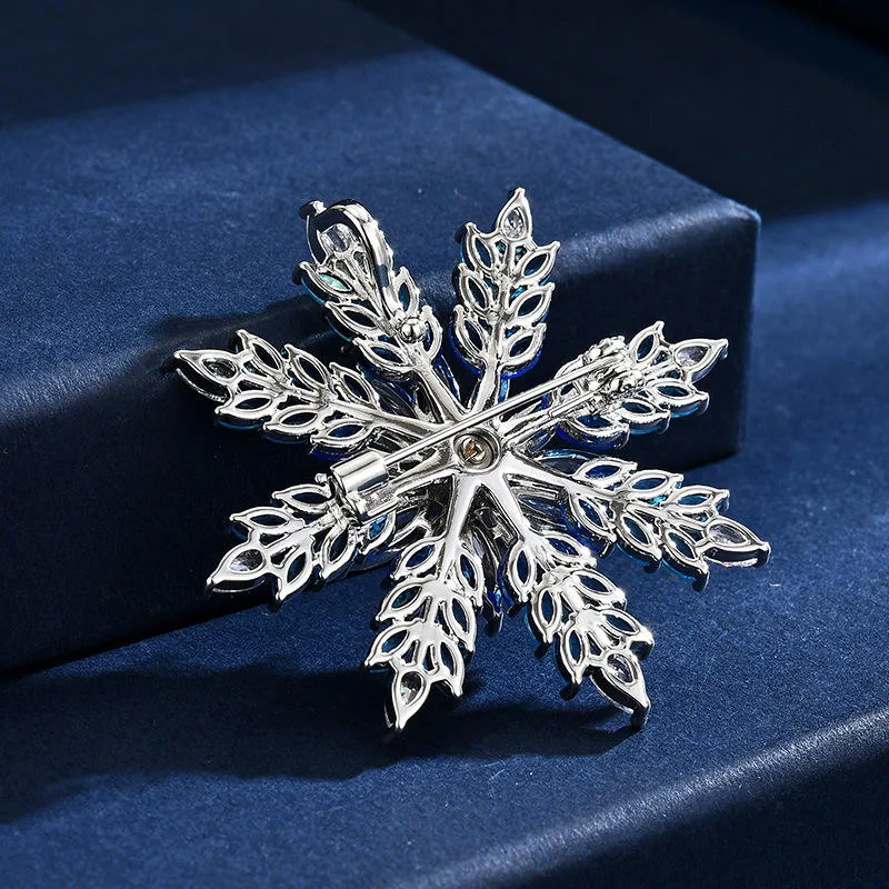 Unique Snowflake Fashion Brooch Color Zircon Elegant Jewelry Pin for Women Wholesale Fine Jewelry for Wedding Party view 2