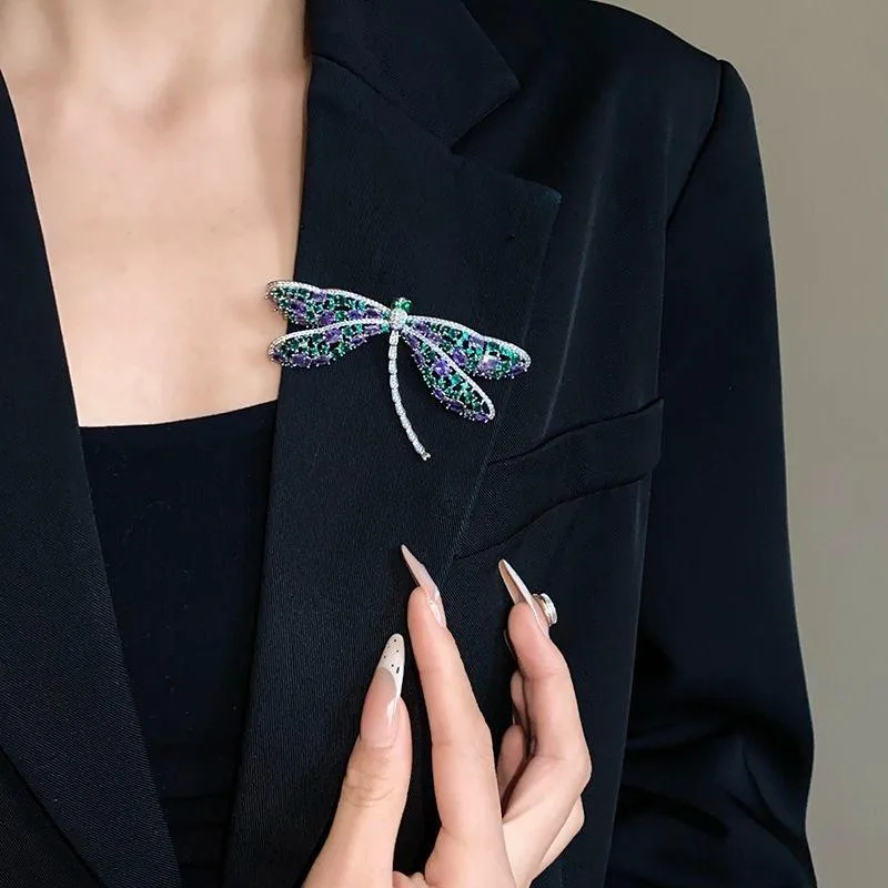 Dragonfly-shaped Zircon Brooch Copper Children's & Women's Fashion Classic Wedding Jewelry Gift Accessories view 3