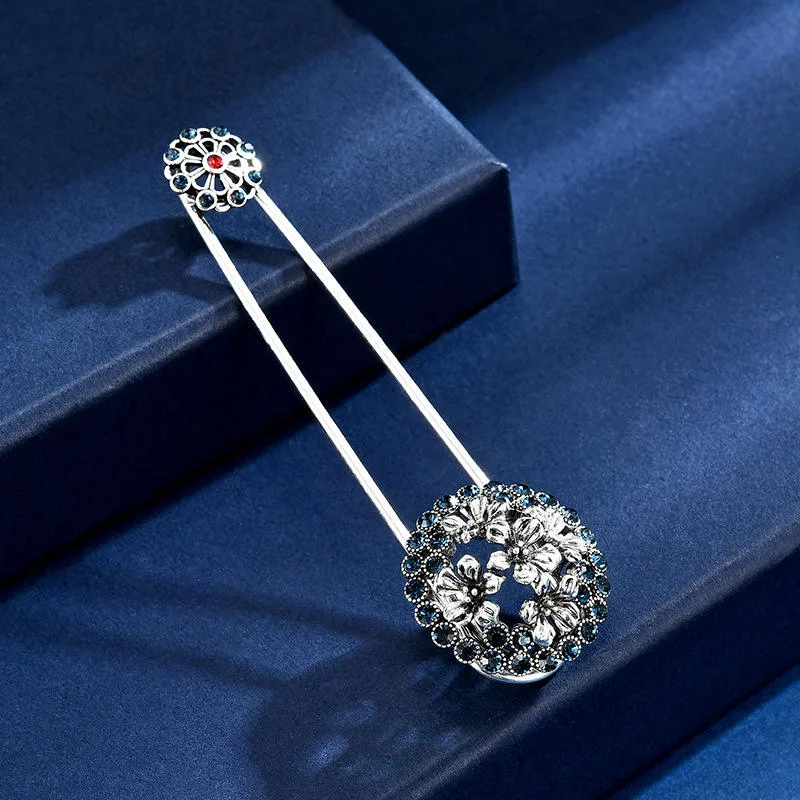 Wholesale Flower Rhinestone Brooch Vintage Anti-Exposure Pin Simple Corsage Clothing Accessory Party Wedding Jewelry