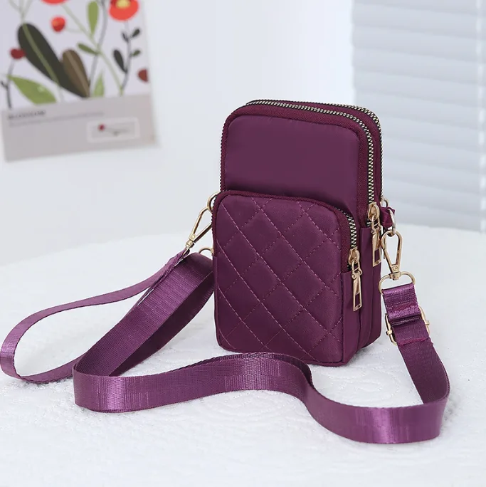 Casual Nylon Mini Crossbody Bag Lightweight Cell Phone Purse with Adjustable Strap