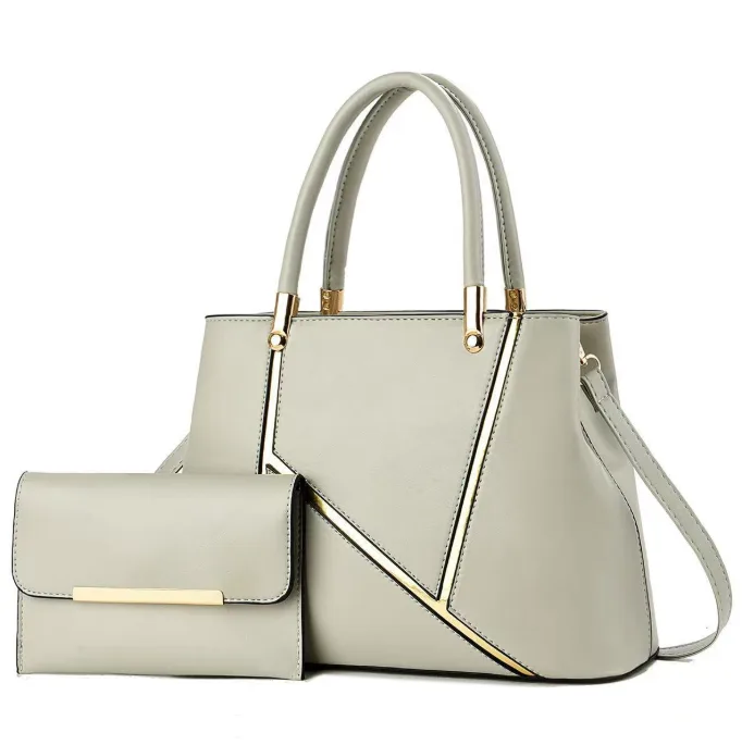 Business Style Women's PU Leather 2-in-1 Handbag with Detachable Strap and Matching Wallet view 2