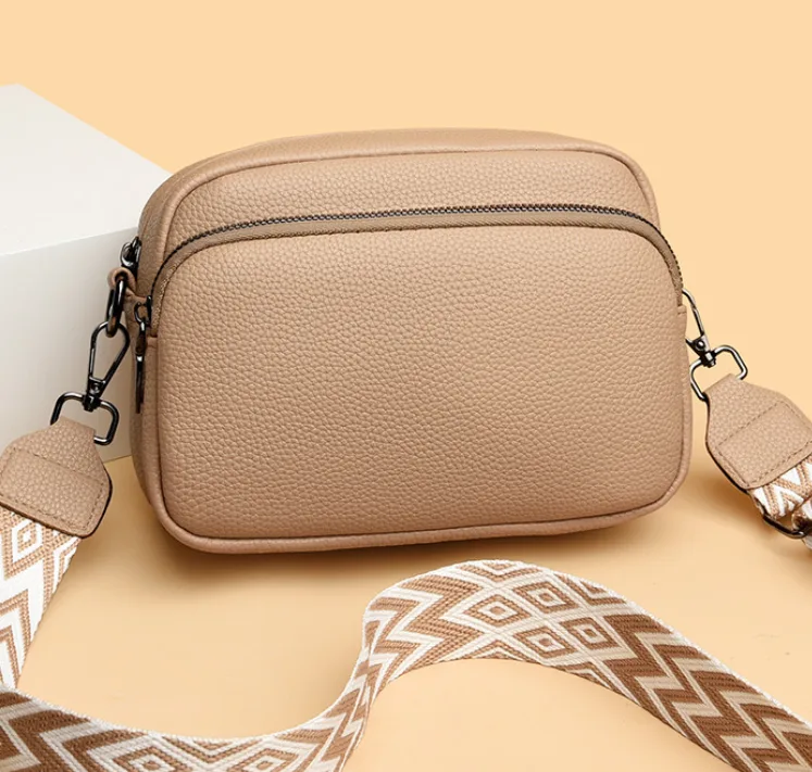 Simple Urban Style Women's PU Crossbody Bag Multi Pocket Casual Shoulder Bag with Detachable Strap