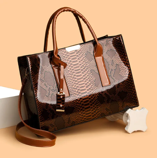 Snake‑Print Minimalist Women Handbag Large Capacity Versatile Shoulder Crossbody Purse view 2