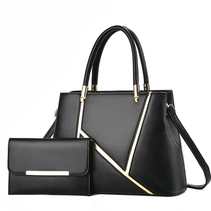 Business Style Women's PU Leather 2-in-1 Handbag with Detachable Strap and Matching Wallet