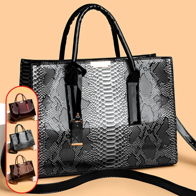 Snake‑Print Minimalist Women Handbag Large Capacity Versatile Shoulder Crossbody Purse