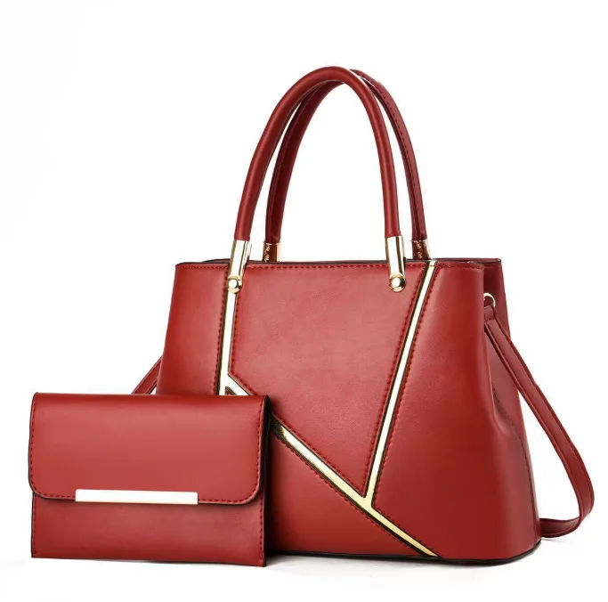 Business Style Women's PU Leather 2-in-1 Handbag with Detachable Strap and Matching Wallet view 3