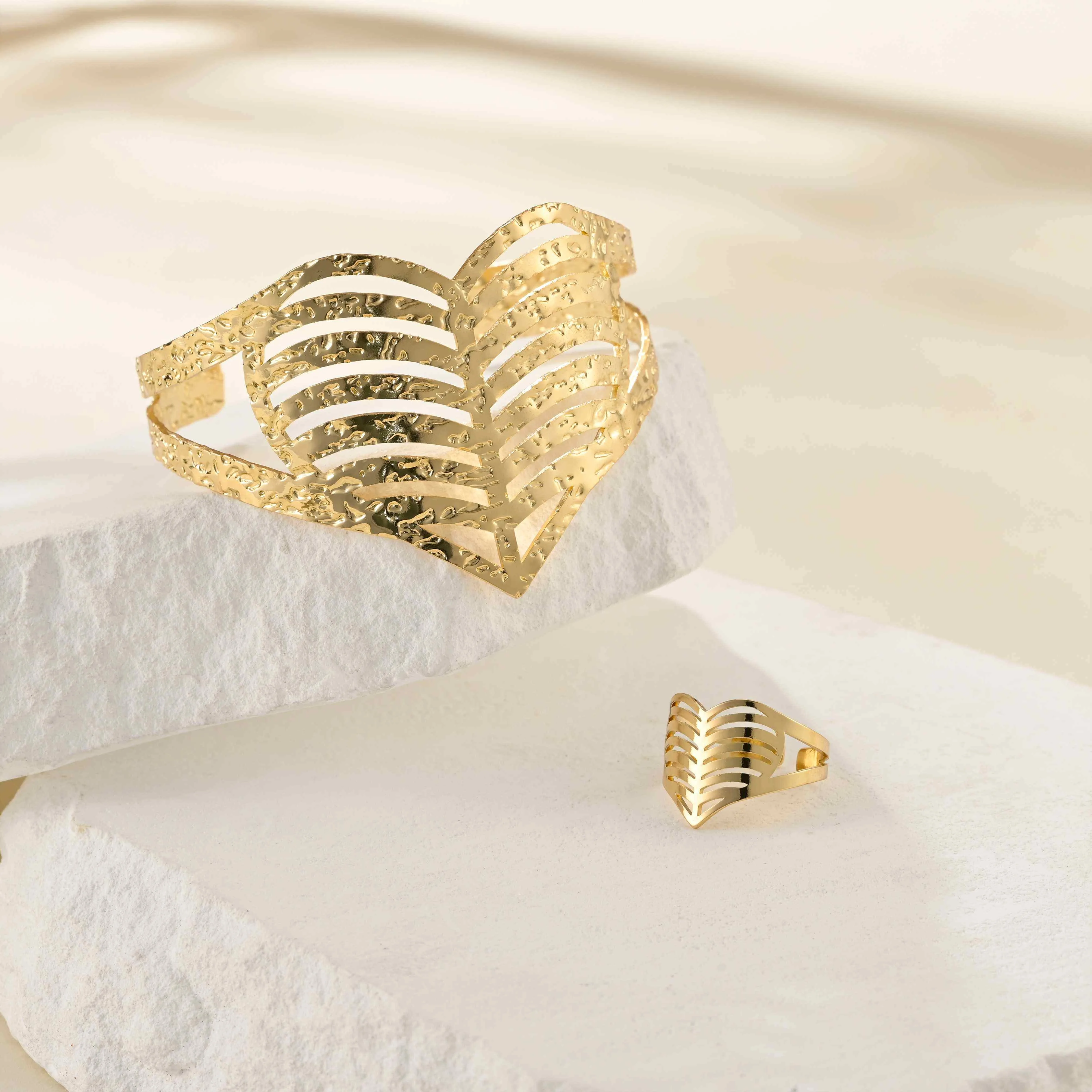 Gold Love Bangles with Ring Wedding Gold Plated Alloy Copper Fancy Jewellery for Ladies Designer Inspired Jewelry Sets