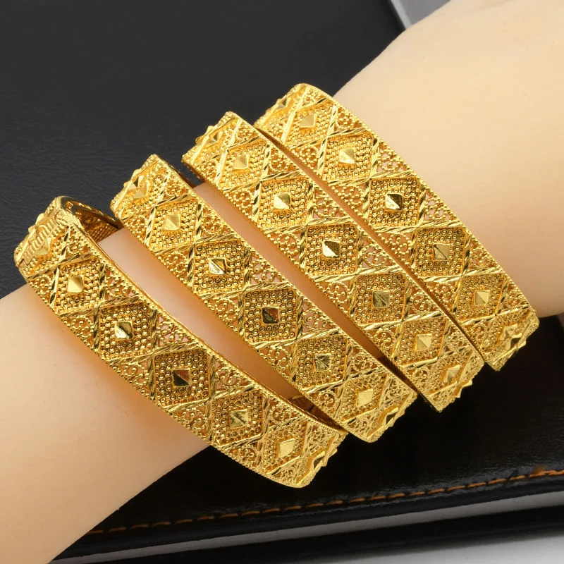 Chinese Chunky Bangles Gold Plated Alloy Copper Luxury Wedding Jewelry Joias De Luxo Fancy Jewellery for Ladies Women view 3