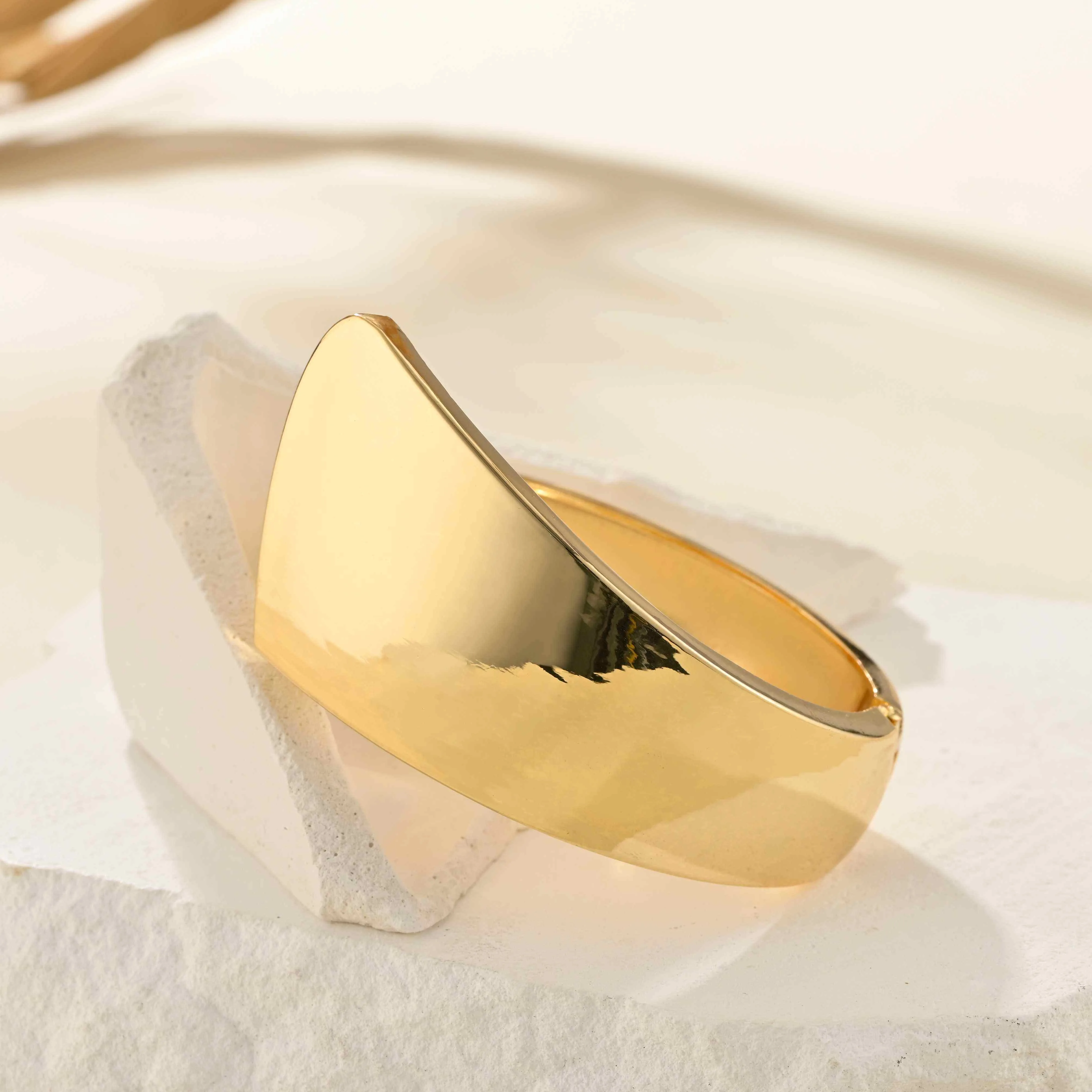 Women & Unisex Latest Gold Plated Copper Alloy Casual/Sporty Bangles Gift Jewelry Wide Bracelet MUXCOR view 2