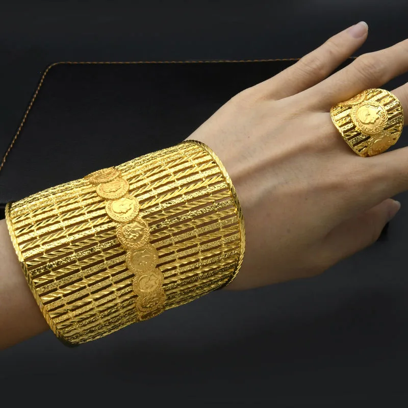 Women's Luxury Gold Chunky Ring Bangles Fine Indian Custom Wholesale Fashion Jewelry Set for Wedding Proposal Fine Jewelry Rings view 3