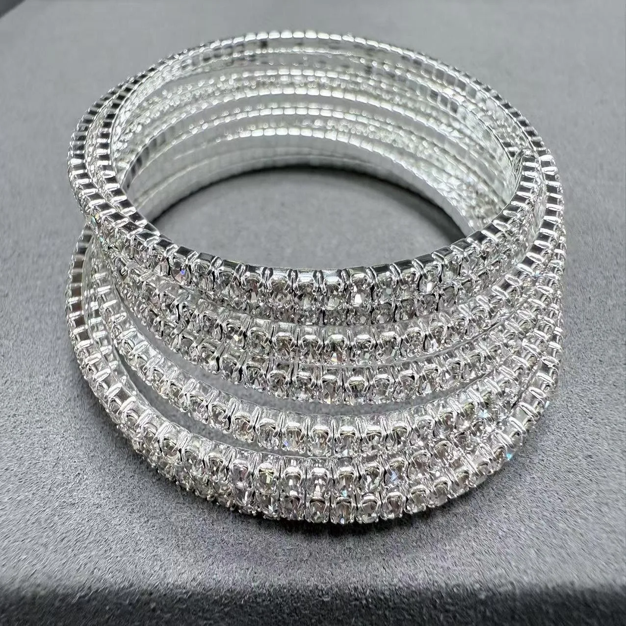 Luxury Fashion Bracelet Multi-layer Stacked Women Jewelry Silver Shining Starry Sky Temperament Cuff Bangles for Gift view 2