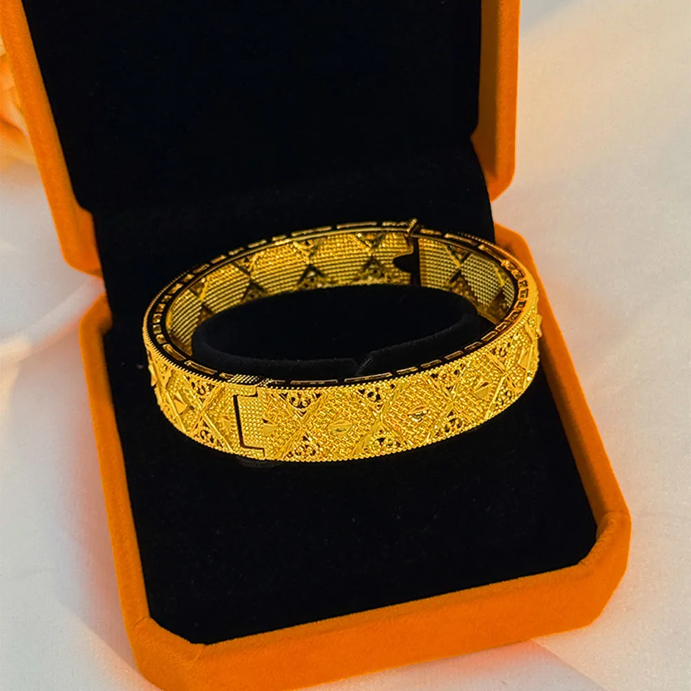Chinese Chunky Bangles Gold Plated Alloy Copper Luxury Wedding Jewelry Joias De Luxo Fancy Jewellery for Ladies Women view 2