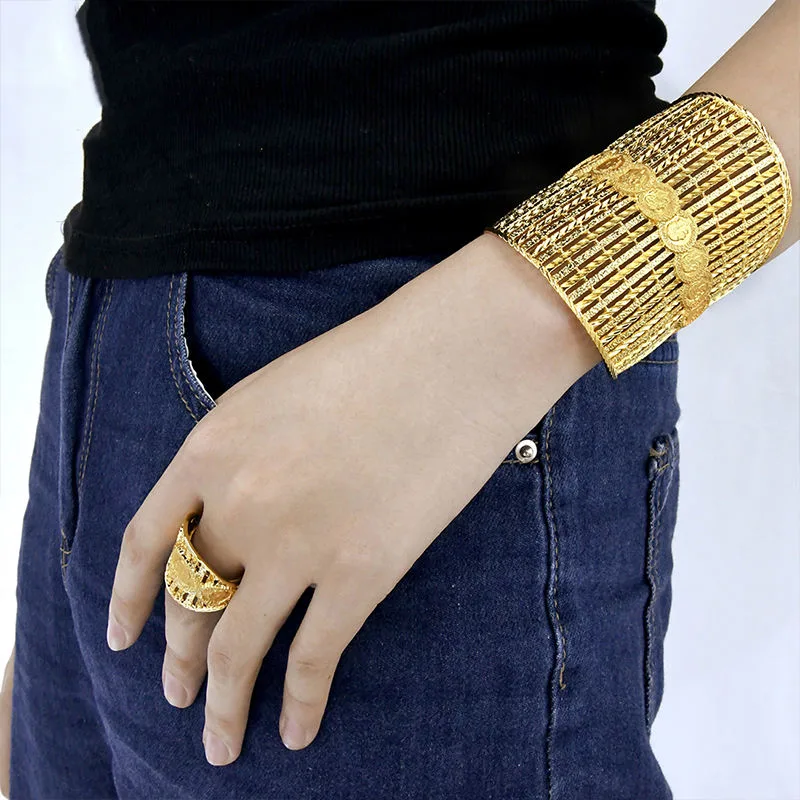 Women's Luxury Gold Chunky Ring Bangles Fine Indian Custom Wholesale Fashion Jewelry Set for Wedding Proposal Fine Jewelry Rings view 2