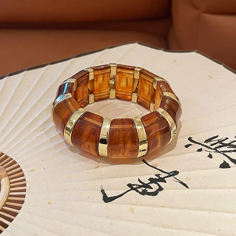 Fashion Acrylic Exaggeration Retro Personality Smut Acrylic Stretch Bracelet for Women