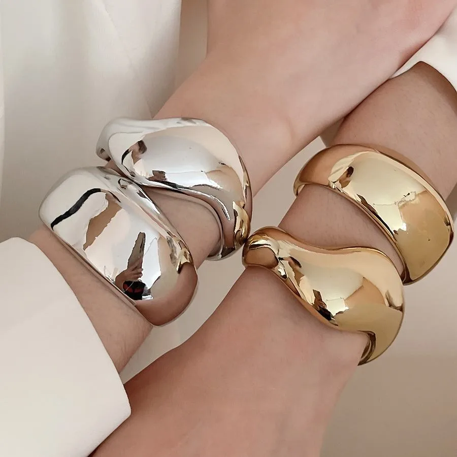 MUXCOR Chunky ABS Wedding Wide Bracelets Joias De Luxo Fancy Jewellery for Ladies Women Bangles Statement Plastic Jewelry view 2
