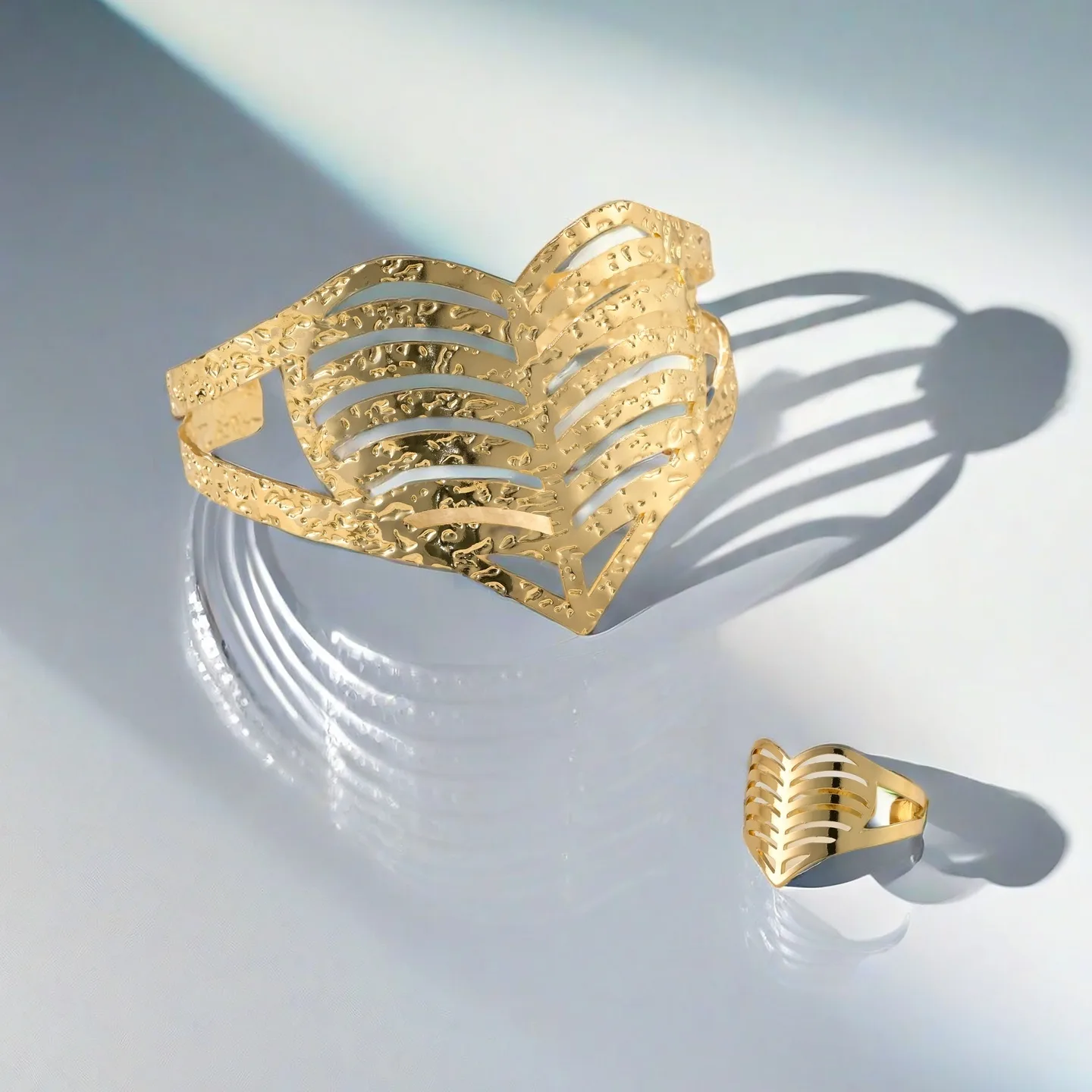 Gold Love Bangles with Ring Wedding Gold Plated Alloy Copper Fancy Jewellery for Ladies Designer Inspired Jewelry Sets view 2