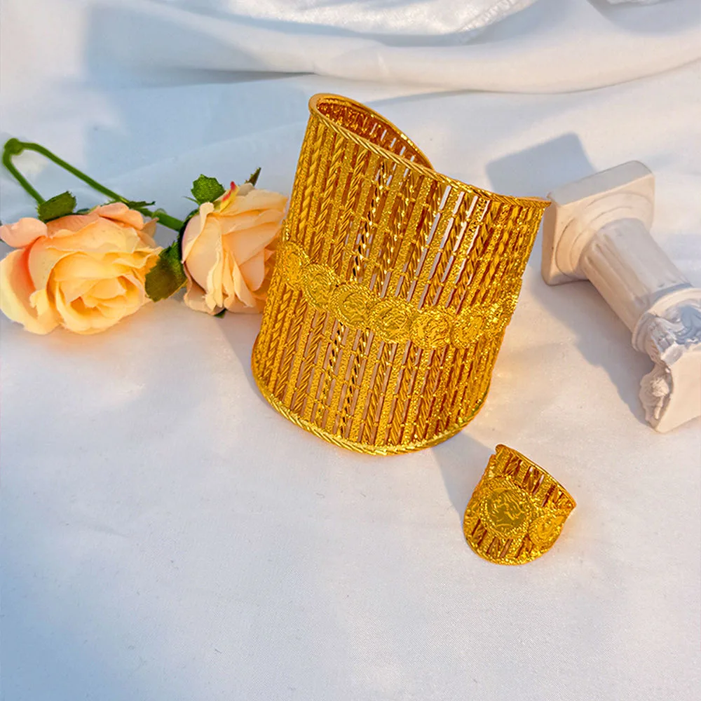 Women's Luxury Gold Chunky Ring Bangles Fine Indian Custom Wholesale Fashion Jewelry Set for Wedding Proposal Fine Jewelry Rings