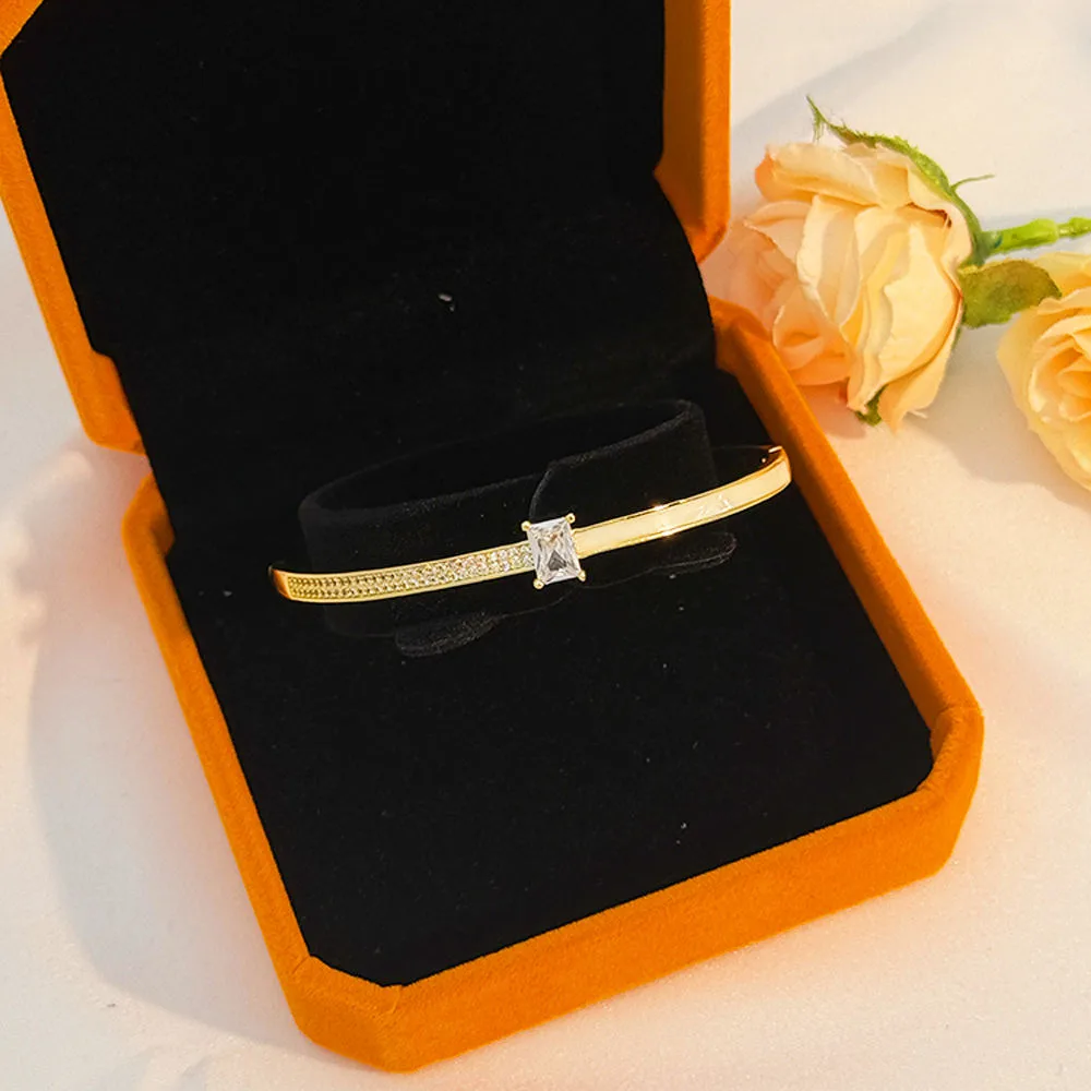 Wholesale New Design Fashion Jewelry Bracelets Waterproof 18K Gold Plated Zircon Bangle Bracelet for Women Birthday Gift