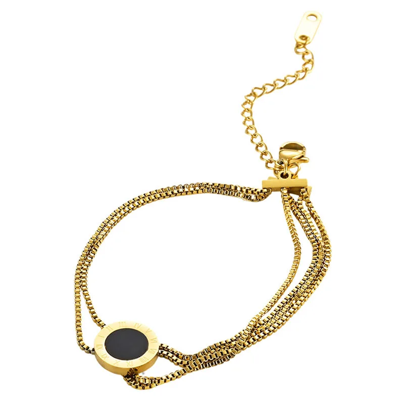 Multilayered Gold Charms Tone Bracelets Roman Numeral Pendant for Men Women Fashion Jewelry Accessory Daily Wear Gift