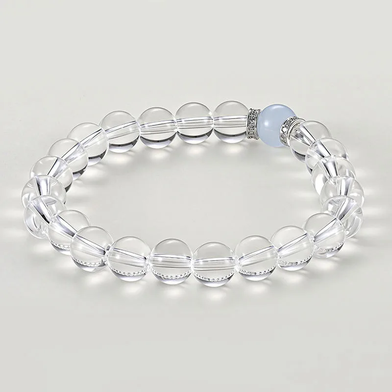 Muxcor Natural White Crystal Bead Single Circle Bracelet Fashionable Simple Design Trendy Lucky Unisex Jewelry Anniversary view 2