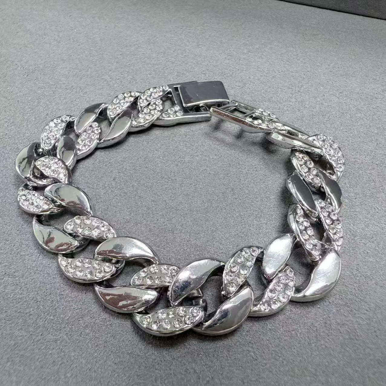 Hip-hop Copper Alloy Chilled Thorns Double-row Men Colorfast Gold Plated Cuba Chain Fashion Chain & Link Bracelets Jewelry