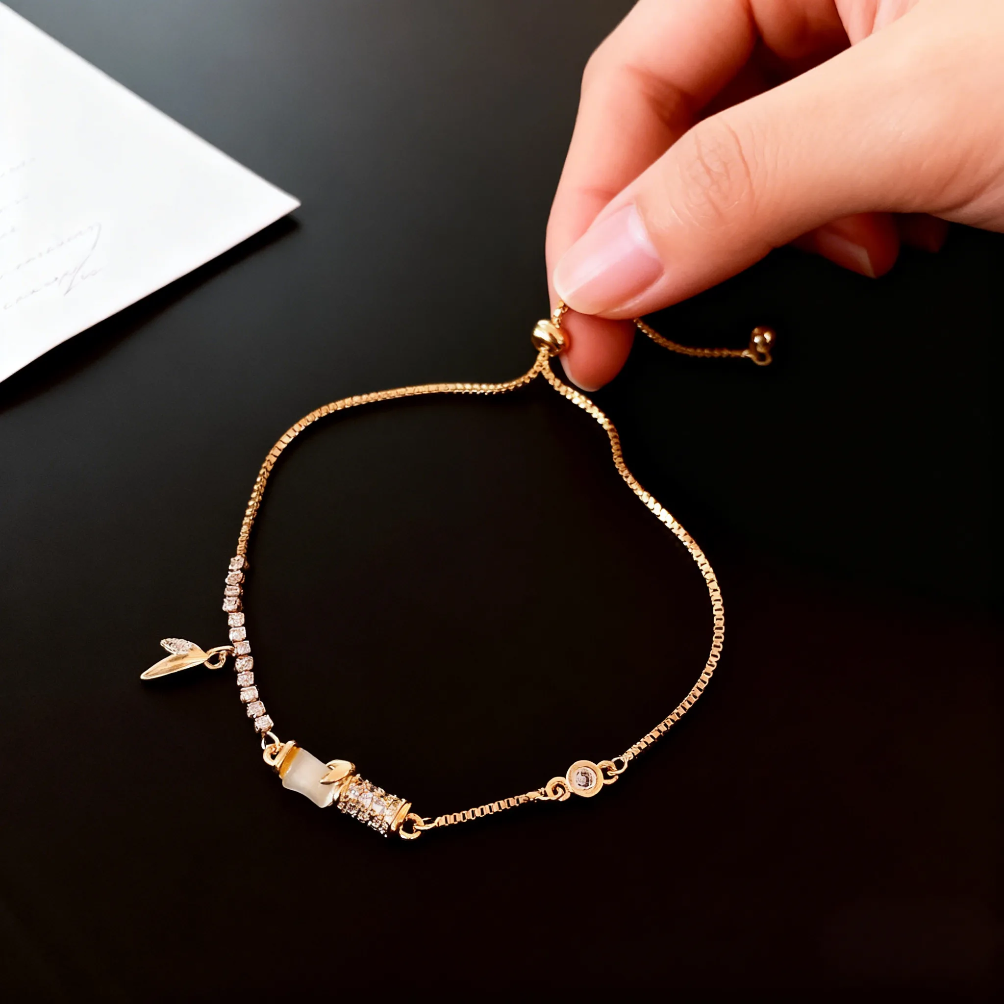 Women's Custom Tennis Adjustable Bracelet Fashion Chain & Link Bracelets Gold Plated Copper Jewelry Fancy Jewellery for Ladies view 2