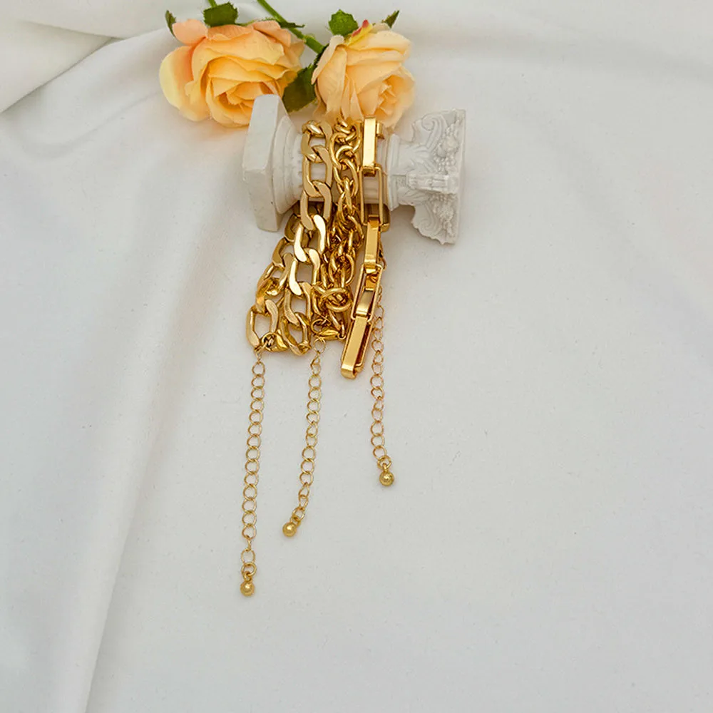 Wholesale Fashion Jewelry Gold Plated Chain & Link Stainless Steel Bracelets Classic Women Men Bracelet for Daily Party view 3