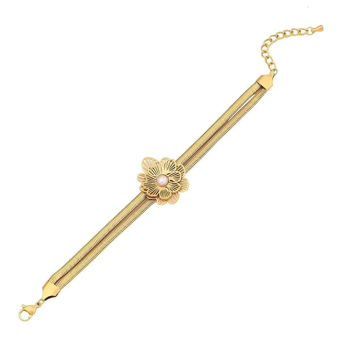 Custom Vintage Gold Plated Chain Stainless Steel Bracelets Starfish Sun Flower-shaped Temperament Female Women Bracelet Jewelry view 3