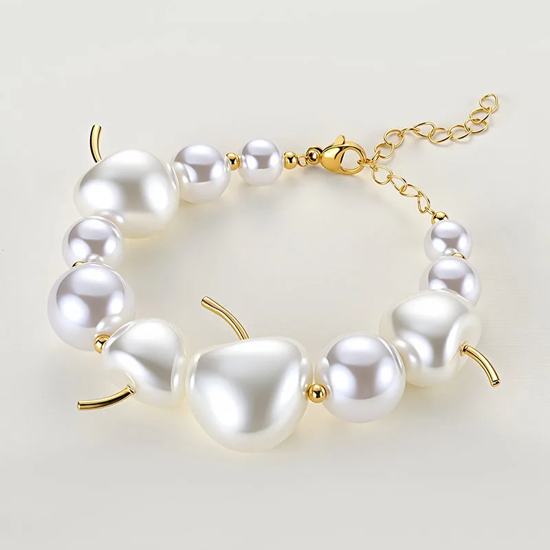 Woman Custom Imitation Irregular Baroque Pearl Bracelet Beaded Gold Plated Copper Bracelets Wedding Jewelry Fashion Jewellery