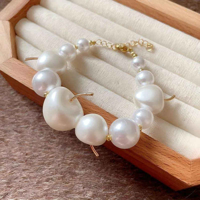 Woman Custom Imitation Irregular Baroque Pearl Bracelet Beaded Gold Plated Copper Bracelets Wedding Jewelry Fashion Jewellery view 2