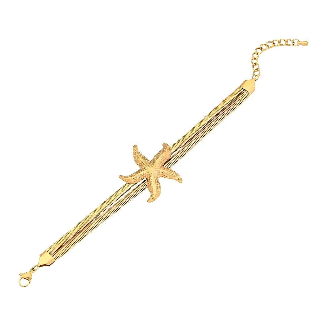 Custom Vintage Gold Plated Chain Stainless Steel Bracelets Starfish Sun Flower-shaped Temperament Female Women Bracelet Jewelry view 2
