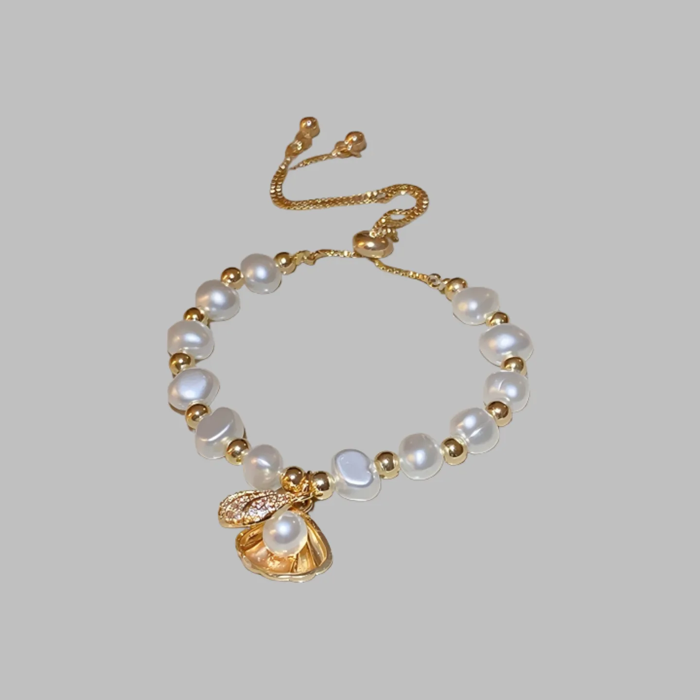 Baroque Pearl Bracelet Female Shell Accessories Gold Plated Adjustable Luxury Fashion Hand Jewelry Elegant Bangles view 2
