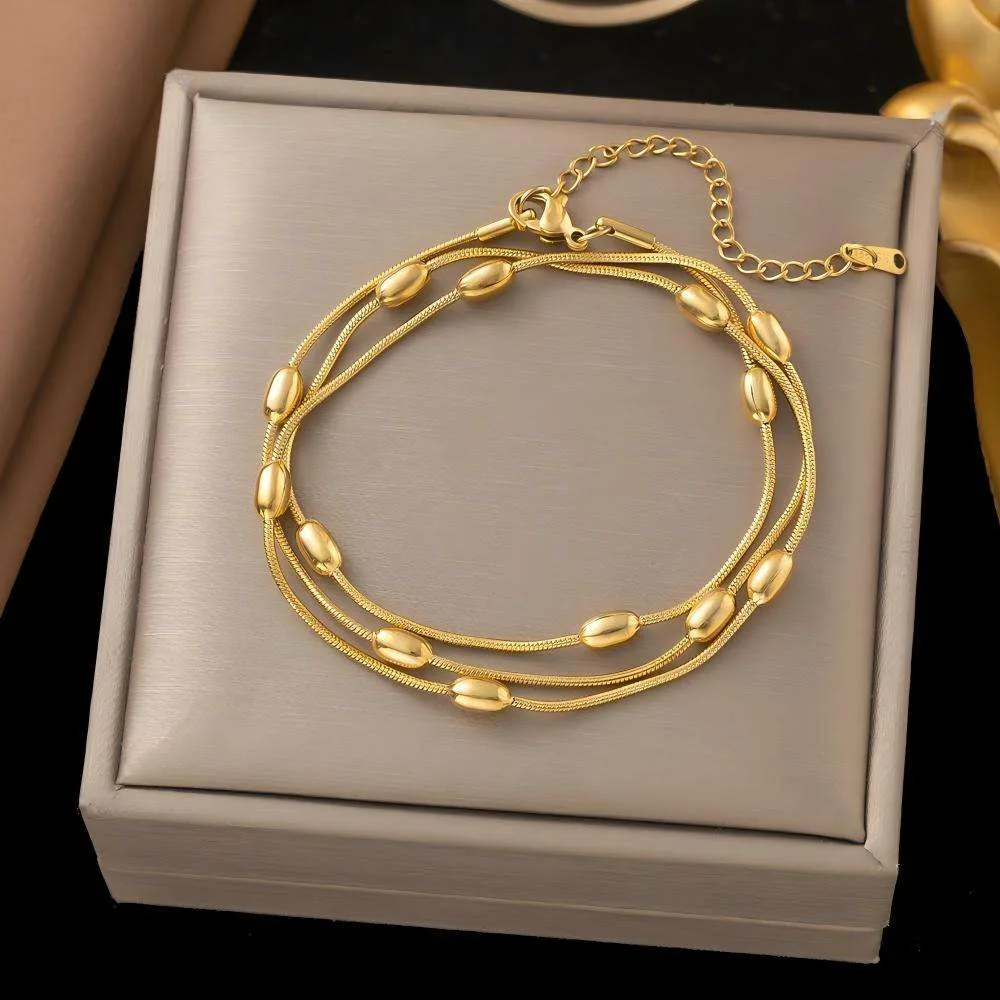 Custom 2025 Exquisite Simple Titanium Steel Women Colorfast Gold Plated Stainless Steel Jewelry Fashion Chain & Link Bracelets