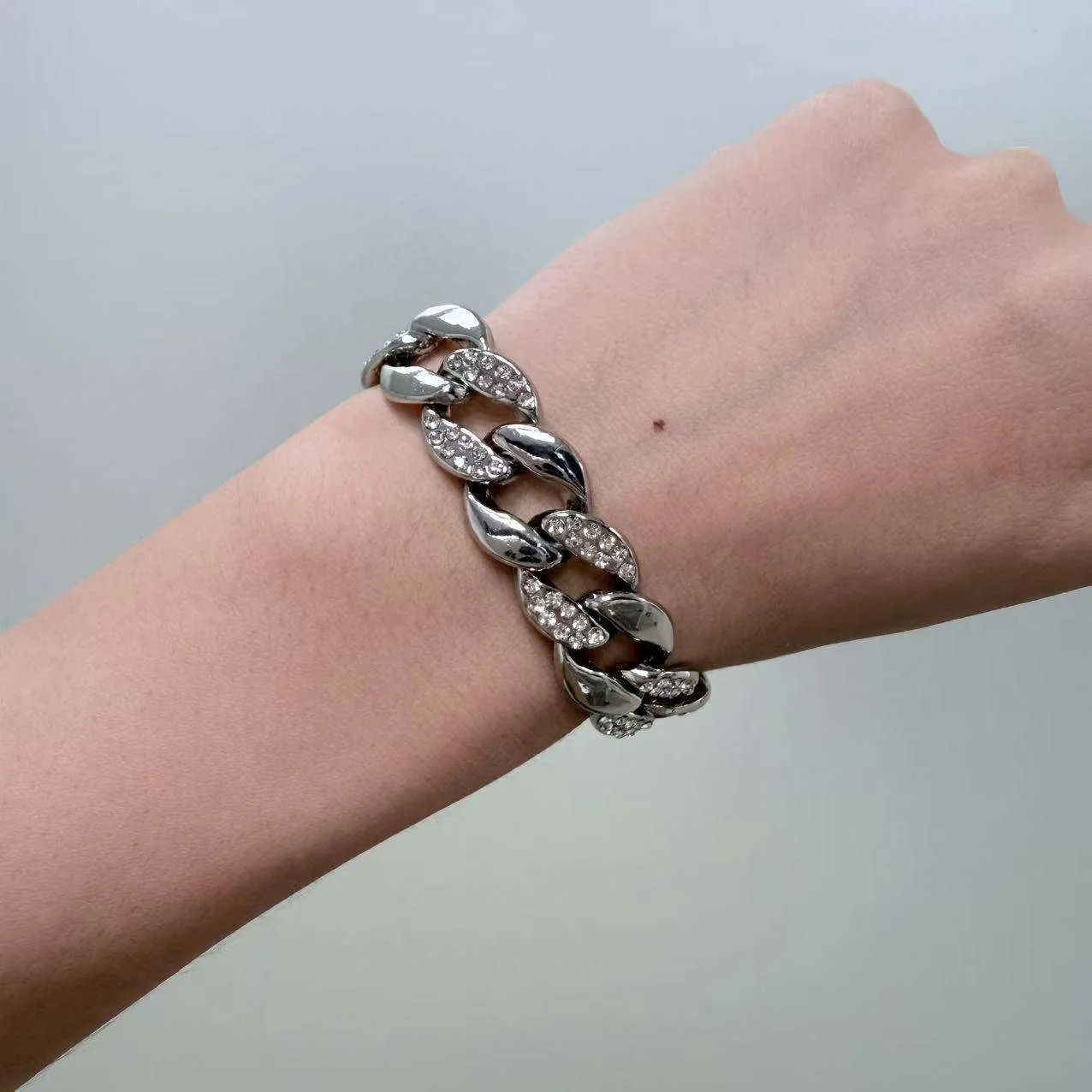 Hip-hop Copper Alloy Chilled Thorns Double-row Men Colorfast Gold Plated Cuba Chain Fashion Chain & Link Bracelets Jewelry view 3