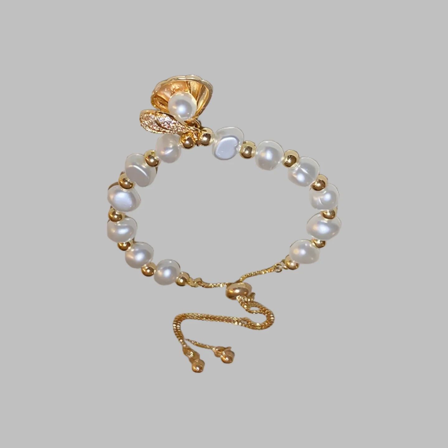 Baroque Pearl Bracelet Female Shell Accessories Gold Plated Adjustable Luxury Fashion Hand Jewelry Elegant Bangles view 3