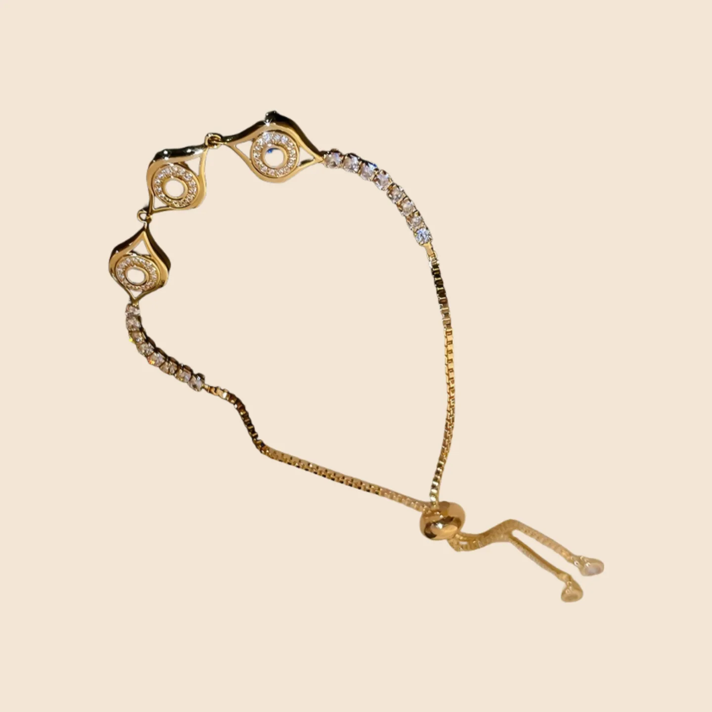 Unisex Tennis Adjustable Eyes Trendy Chain & Link Bracelet Gold Plated Jewelry for Party view 2