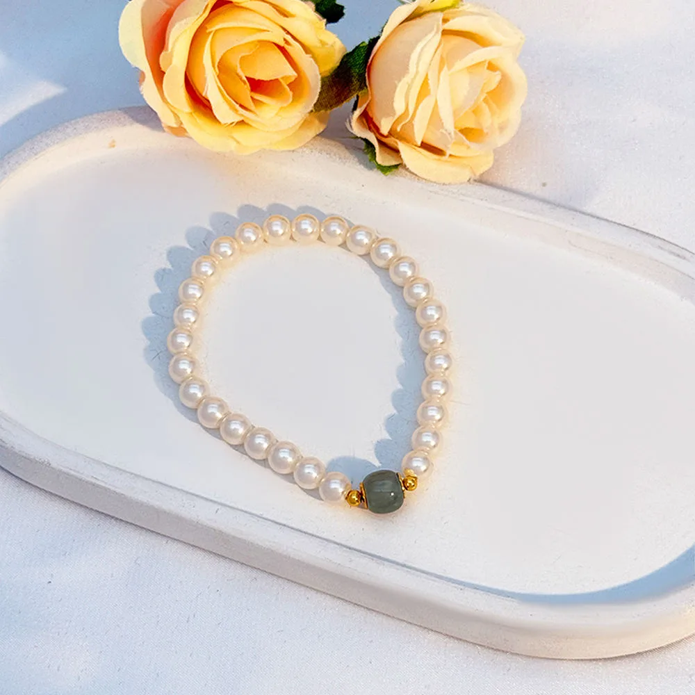 Muxcor Fashion Imitation Pearl Beaded Bracelets for Women Jade Bead Wedding Jewelry Bridal Bridesmaid Daily Valentine Gift view 2