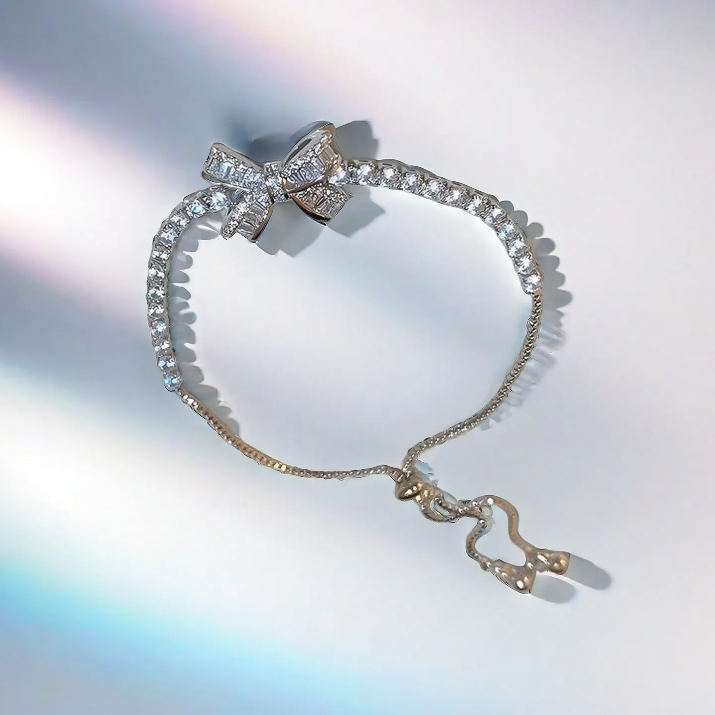 Women's Tennis Zircon Diamond Bow-shaped Fashion Chain & Link Bracelets Silver Plated Copper Brass Fancy Jewellery for Ladies view 2