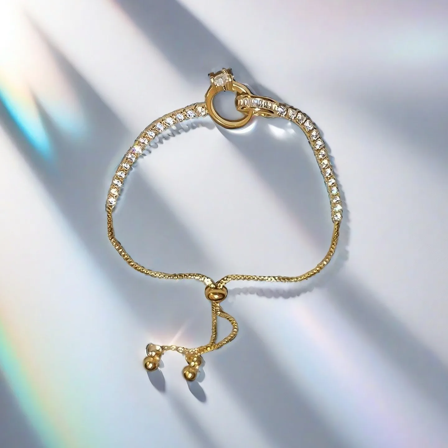 Women Tennis Diamond Double-ring Interlock Fashion Chain & Link Bracelets Gold Plated Copper Jewelry Fancy Jewellery for Ladies view 3