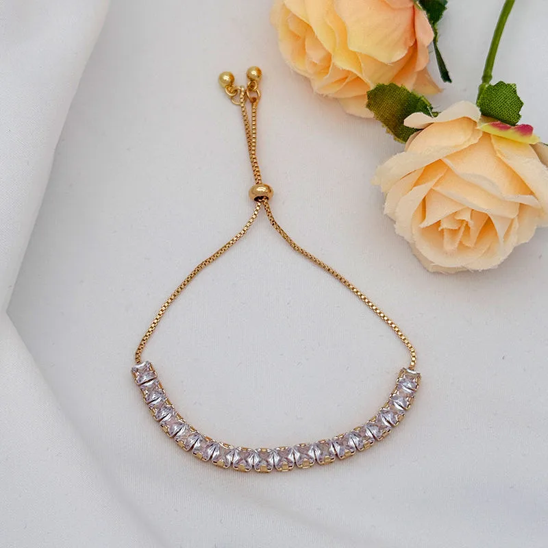Custom Gold Plated Women Tennis Bracelets Zircon Diamond CZ Fashion Chain Link Jewelry for Wedding Party Gift Friend Accessory view 3