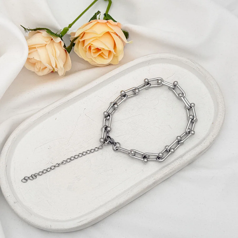 Wholesale Fashion Stainless Steel Personal Custom Essence Bracelet Silver No Fade Custom logo Jewelry Wholesale for Men Women view 3