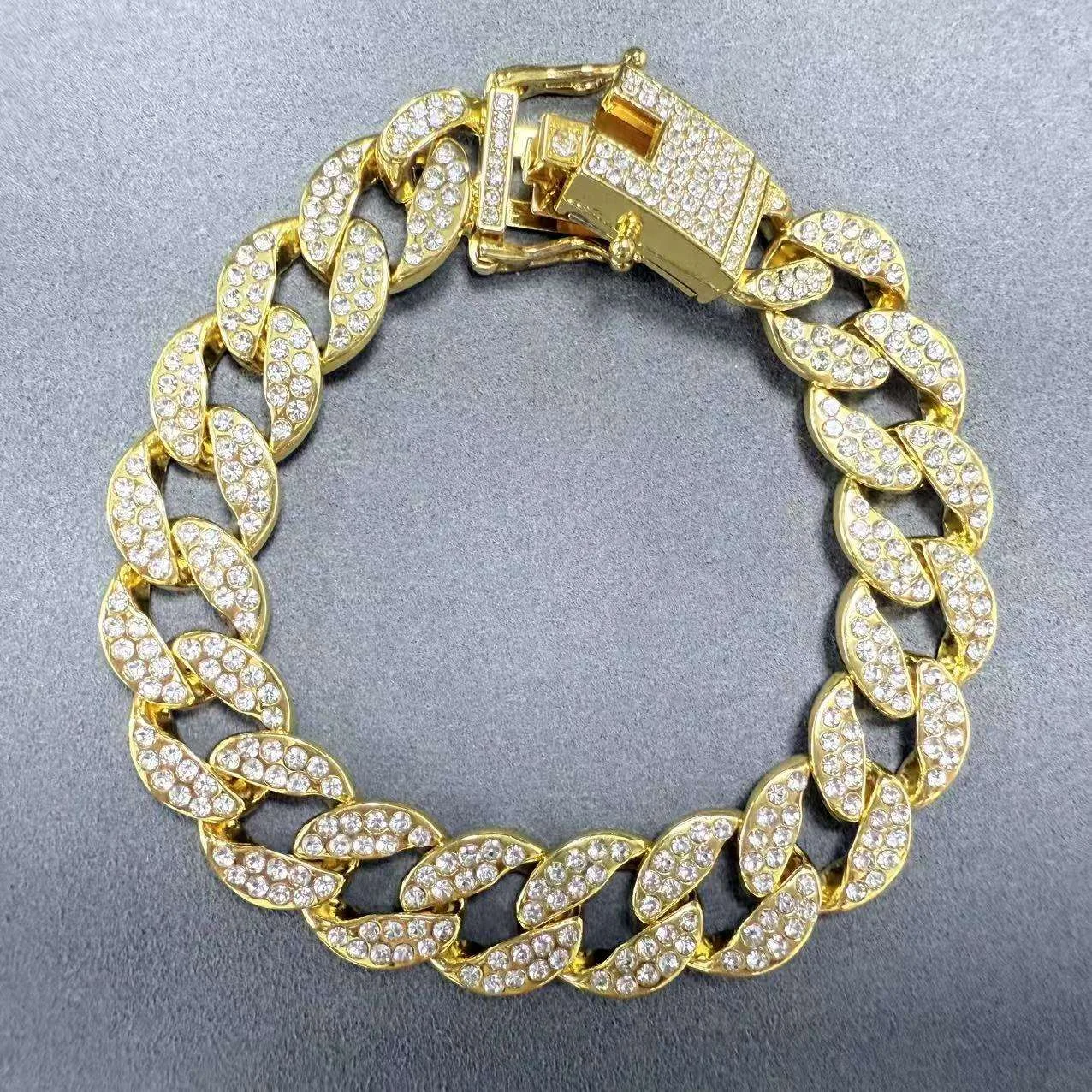 New Hip-hop Chic Copper Alloy Chilled Double-row Adjustable Temperament Men and Women Cuban Fashion Chain & Link Bracelets view 2