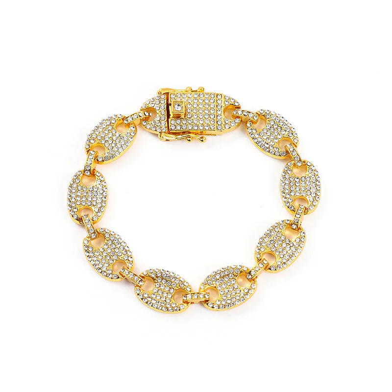 Fashion Jewelry Wholesale Red Rugby Bracelets Hip Hop Gold Plated Miami Cuban Bracelet Luxury Brilliant Bracelet for Women Men view 3