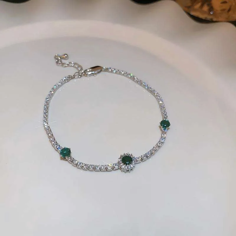 Custom Wholesale Diamond Zircon Charm Fashion Chain & Link Bracelets Brass Copper Jewelry Fancy Jewellery for Ladies Women view 2