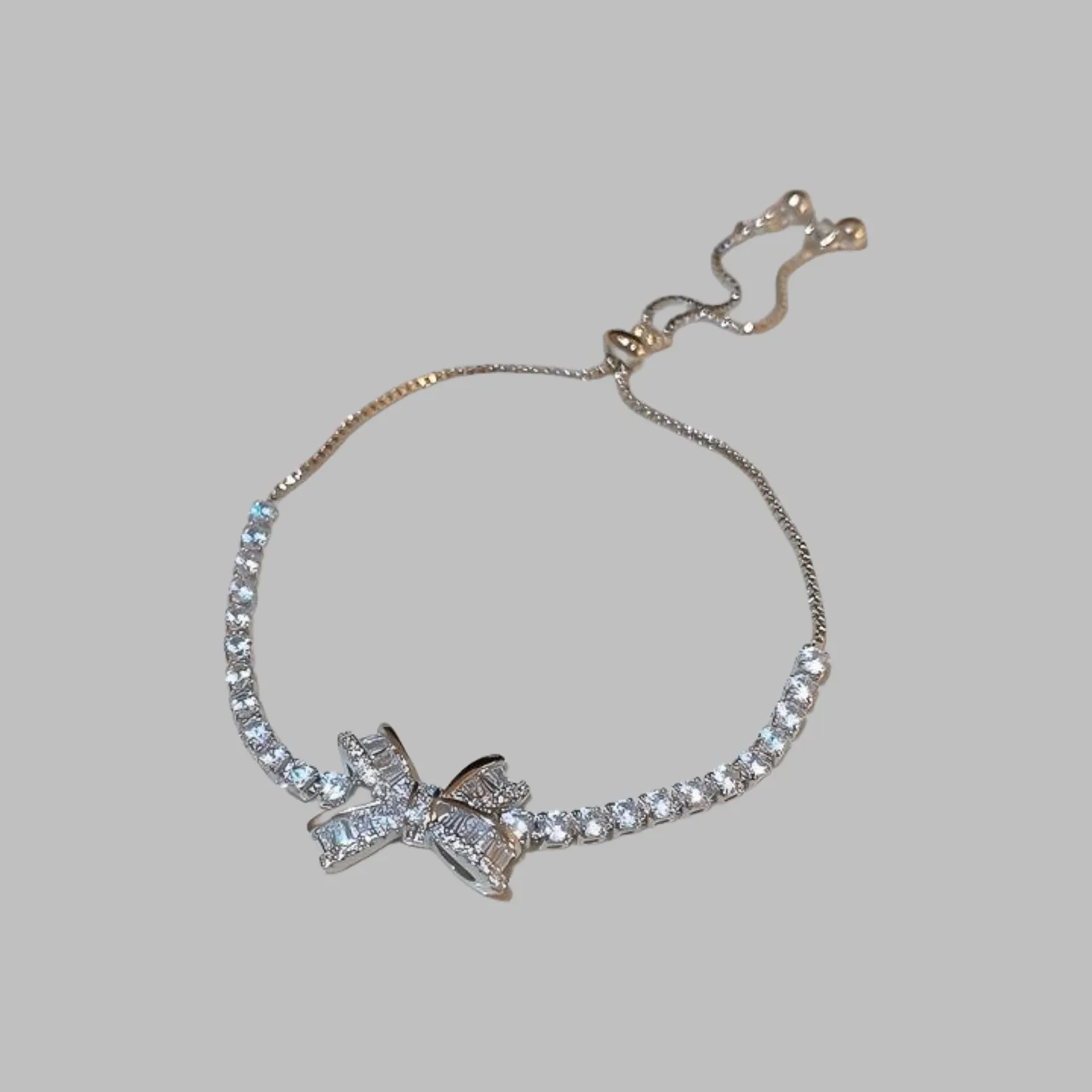 Women's Tennis Zircon Diamond Bow-shaped Fashion Chain & Link Bracelets Silver Plated Copper Brass Fancy Jewellery for Ladies view 3