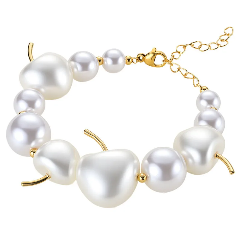 Woman Custom Imitation Irregular Baroque Pearl Bracelet Beaded Gold Plated Copper Bracelets Wedding Jewelry Fashion Jewellery view 3