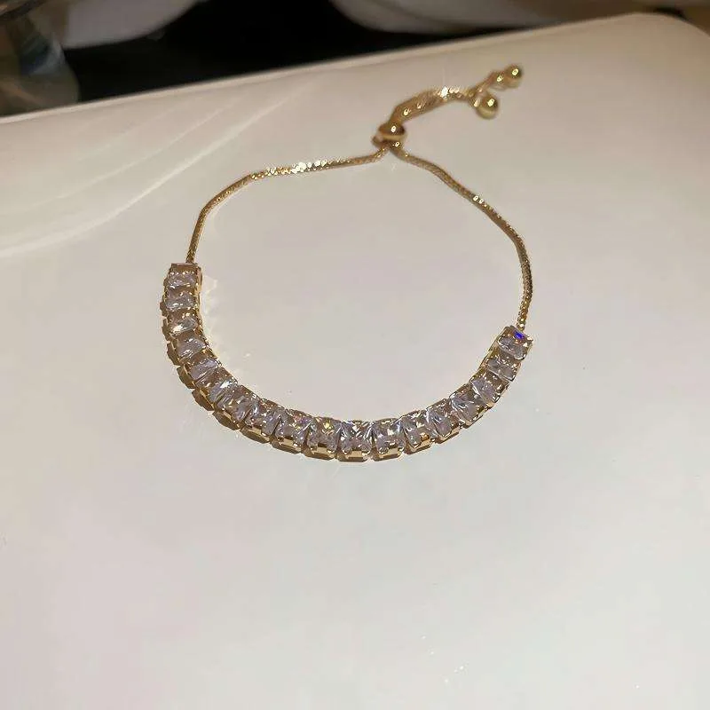 Custom Gold Plated Women Tennis Bracelets Zircon Diamond CZ Fashion Chain Link Jewelry for Wedding Party Gift Friend Accessory view 2