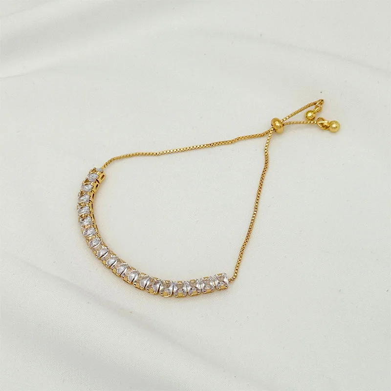 Custom Gold Plated Women Tennis Bracelets Zircon Diamond CZ Fashion Chain Link Jewelry for Wedding Party Gift Friend Accessory